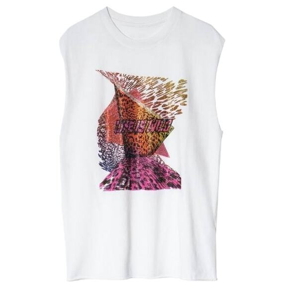 ZADIG & VOLTAIRE Weny Life Show Muscle Tee "Life is Wild" S - Picture 1 of 9